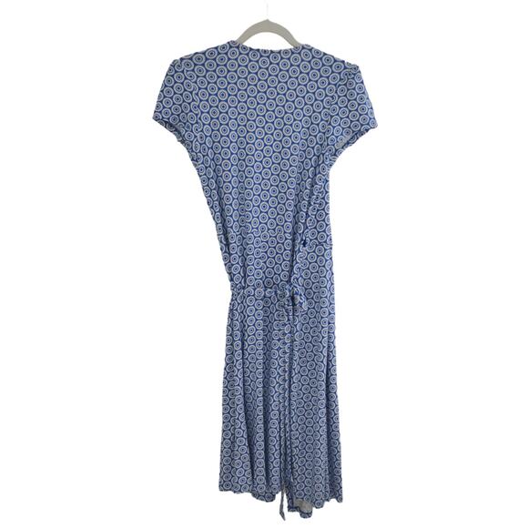 Boden Short Sleeve Blue Print Wrap Dress Size 6 Long - Picture 5 of 5
